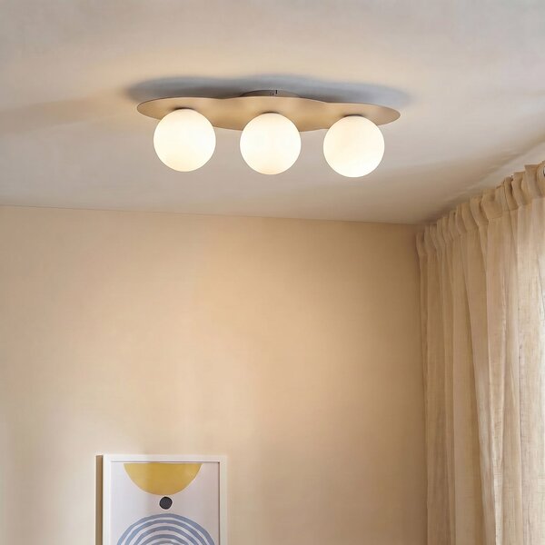 TK Lighting Stropna svetilka Cloud, bež, 3-žarčasta, steklo, dolžina 51 cm, G9, zatemnjen, Bež, Otroška soba, Steklo