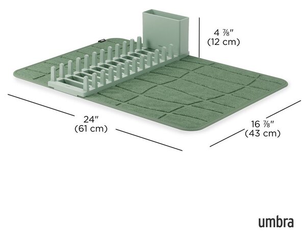Prašno zelena plastična odcejalna podloga 61x43 cm Udry – Umbra