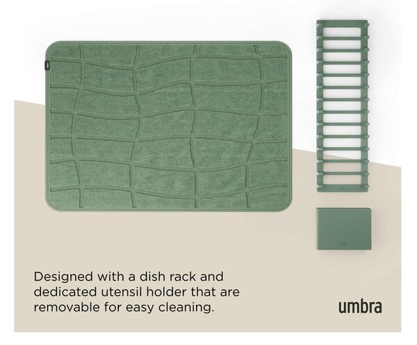 Prašno zelena plastična odcejalna podloga 61x43 cm Udry – Umbra