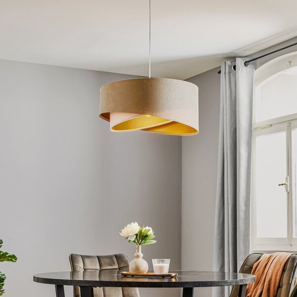 Maco Design Visoka svetilka Vivien, trikolorna, krem/bela/zlata, zatemnjen, Bež, Dnevna soba / jedilnica, Tkanine / tekstil, Sodobni
