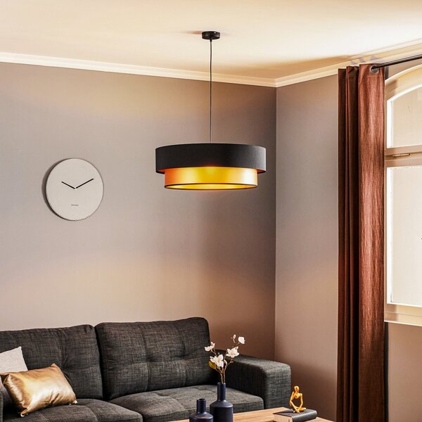 Maco Design Dorina viseča svetilka, črna/zlata Ø 60cm, zatemnjen, Črna, Dnevna soba / jedilnica, Plastika, Sodobni