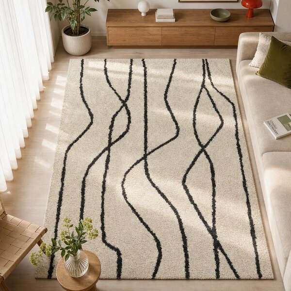 Črno-bela preproga 120x180 cm Routa – Universal
