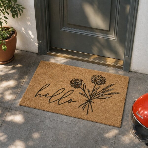 Predpražnik iz kokosovih vlaken 75x45 cm Hello & Flowers - Hanse Home