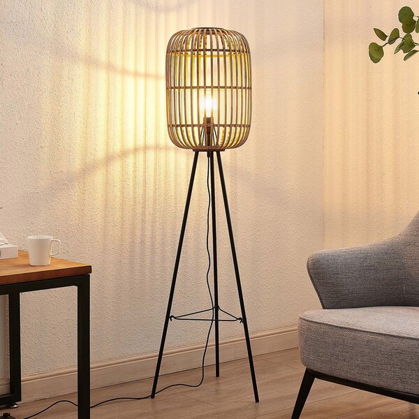 Lindby Talna svetilka Canyana, 139 cm, naravna, ratan, stativ, Les, Dnevna soba / jedilnica, Les, Podeželska hiša / Rustikalna, Tripod
