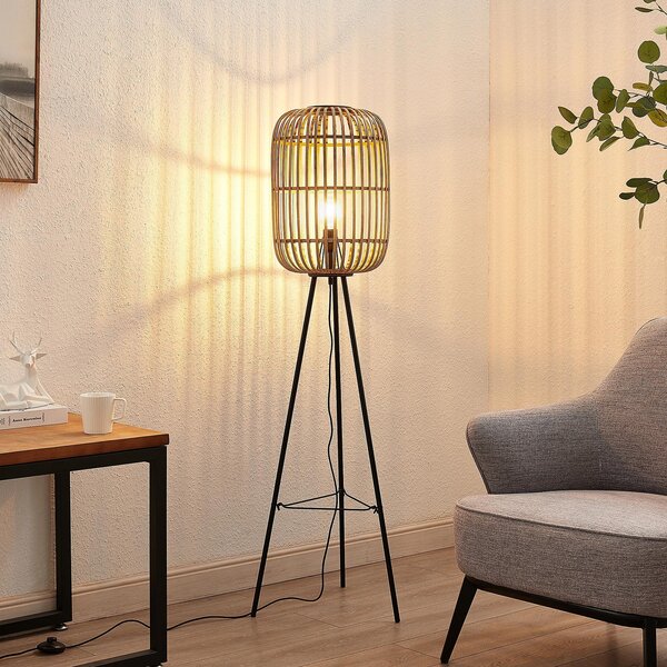 Lindby Talna svetilka Canyana, 139 cm, naravna, ratan, stativ, Les, Dnevna soba / jedilnica, Les, Podeželska hiša / Rustikalna, Tripod