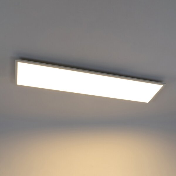 Lindby LED-Panel Luay, 120 x 30 cm, CCT, daljinski upravljalnik, zatemnilnik, zatemnjen, Bela, Kuhinja, Plastika, Sodobni