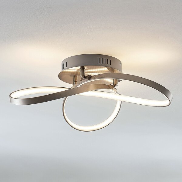 Lindby Sodobno oblikovana stropna svetilka LED Saliha, zatemnjen, Kovinska, Dnevna soba / jedilnica, Aluminij, Sodobni