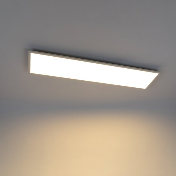 Lindby LED-Panel Luay, 120 x 30 cm, CCT, daljinski upravljalnik, zatemnilnik, zatemnjen, Bela, Kuhinja, Plastika, Sodobni