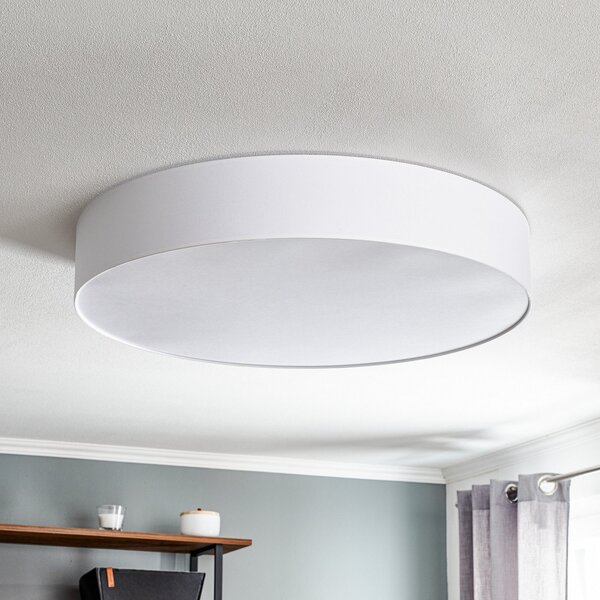 TK Lighting Stropna svetilka Rondo, bela Ø 80 cm, zatemnjen, Bela, spalnica, Tkanine / tekstil, Sodobni