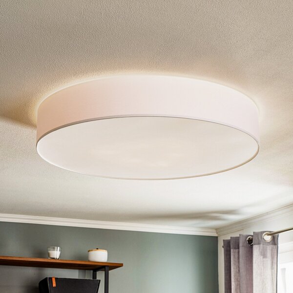 TK Lighting Stropna svetilka Rondo, bela Ø 80 cm, zatemnjen, Bela, spalnica, Tkanine / tekstil, Sodobni