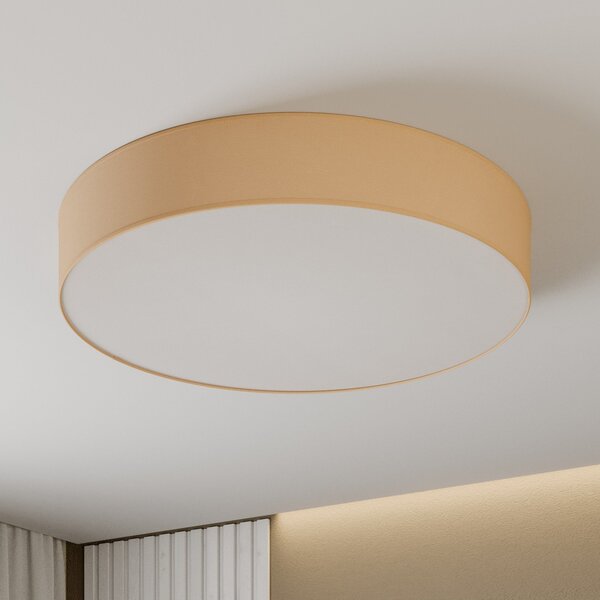 TK Lighting Stropna svetilka Rondo, bež Ø 80 cm, zatemnjen, Bež, spalnica, Tkanine / tekstil, Sodobni