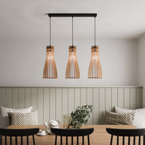 TEMAR LIGHTING Visoka svetilka Bottle, s tremi žarnicami, zatemnjen, Les, Dnevna soba / jedilnica, Les, Podeželska hiša / Rustikalna