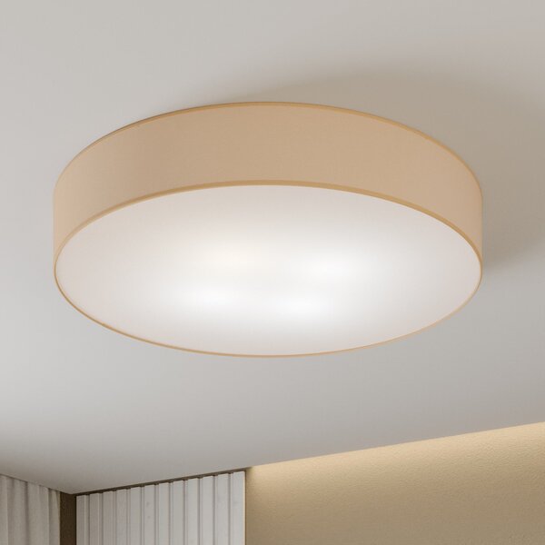 TK Lighting Stropna svetilka Rondo, bež Ø 80 cm, zatemnjen, Bež, spalnica, Tkanine / tekstil, Sodobni