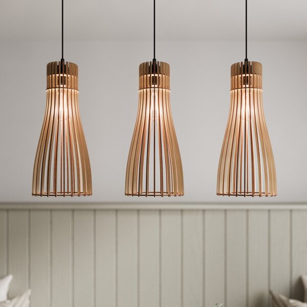 TEMAR LIGHTING Visoka svetilka Bottle, s tremi žarnicami, zatemnjen, Les, Dnevna soba / jedilnica, Les, Podeželska hiša / Rustikalna