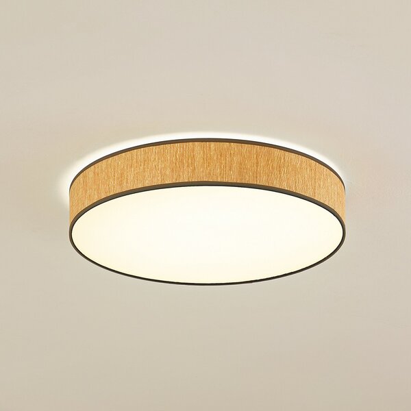 Lindby LED stropna svetilka Jutis, bež, morske alge, Ø 50 cm, Les, Dnevna soba / jedilnica, Les, Sodobni