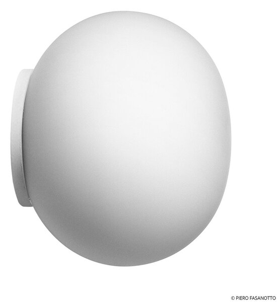 FLOS Mini Glo-Ball ogledalo/stenna svetilka, bela/opal, zatemnjen, Bela, Dnevna soba / jedilnica, Steklo, Dizajn