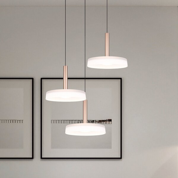 Trio Lighting LED viseča svetilka Celeste, bela/rjava, Ø 35 cm 3-svetlobno steklo dim, zatemnjen, Bela, Dnevna soba / jedilnica, Steklo, Sodobni