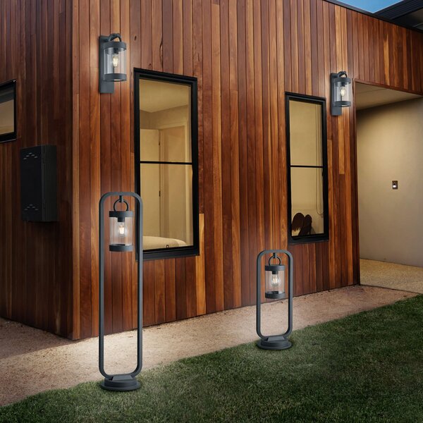 Trio Lighting Zunanja stenska svetilka Sambesi, senzor somraka, črna, Črna, Kovina, Sodobni