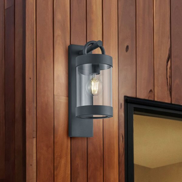 Trio Lighting Zunanja stenska svetilka Sambesi, senzor somraka, črna, Črna, Kovina, Sodobni