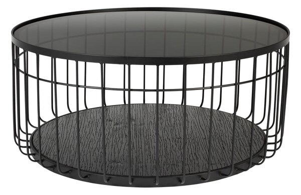 Črna okrogla mizica s stekleno mizno ploščo 80x80 cm Lance – White Label