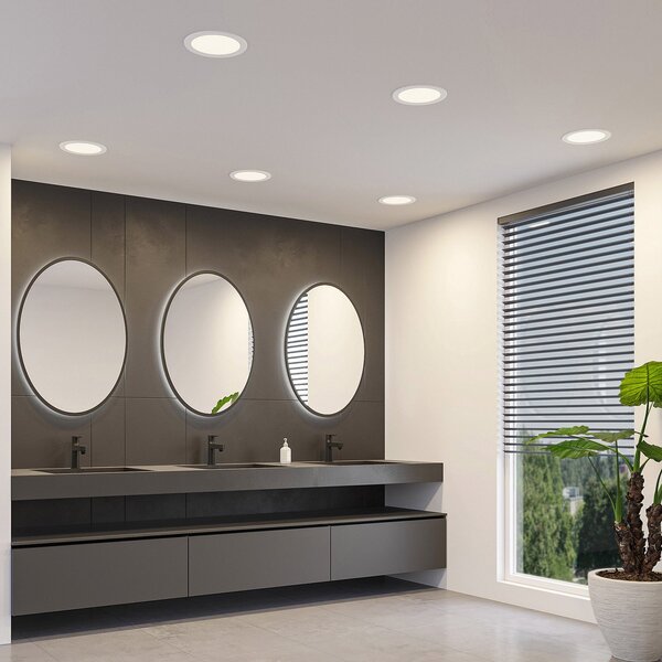 PRIOS Prios LED svetilka za vgradnjo Cadance, bela, 22 cm, komplet 3, CCT, zatemnjen, Bela, Kopalnica, Aluminij, Sodobni, Vgradne svetilke okrogle