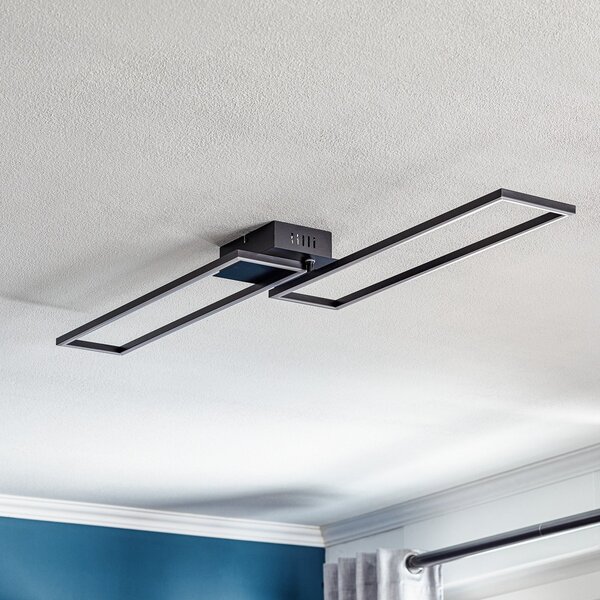 Briloner Stropna svetilka Frame LED, daljinski upravljalnik, črna, zatemnjen, Črna, Dnevna soba / jedilnica, Kovina, Sodobni