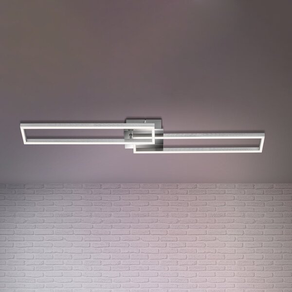 Briloner Stropna svetilka LED Frame, daljinski upravljalnik, krom, zatemnjen, Siva, Dnevna soba / jedilnica, Kovina, Sodobni
