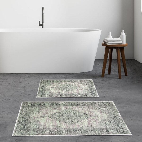 Zelene/sive kopalniške preproge v kompletu 2 ks 60x100 cm – Foutastic