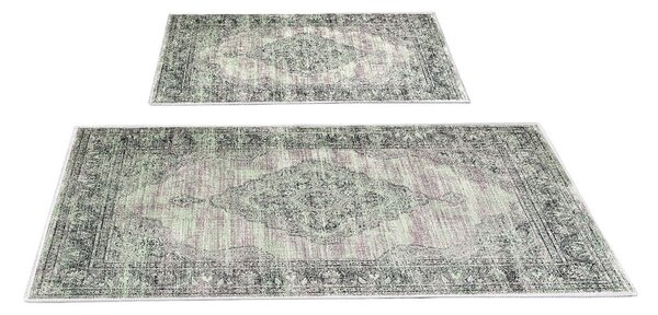 Zelene/sive kopalniške preproge v kompletu 2 ks 60x100 cm – Foutastic