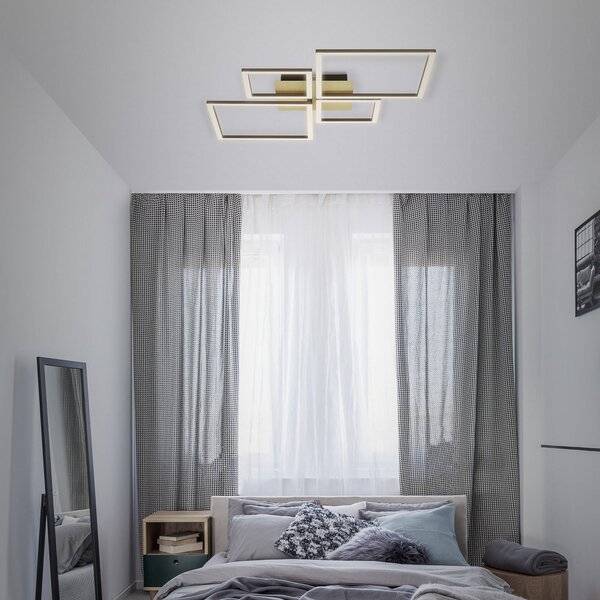 Briloner Stropna svetilka LED Frame, zlata, z možnostjo zatemnitve, 4-svetlobna, zatemnjen, Zlata / medeninasta, Dnevna soba / jedilnica, Kovina, Sodobni, Strop z več plameni