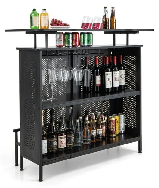 Kuhinjska barska miza z 2 stojaloma in 6 držali za kozarce, dim.120 x 50 x 106,5 cm