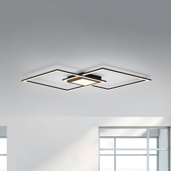 JUST LIGHT. GmbH LED stropna svetilka Asmin, CCT, črna, 106x37cm, zatemnjen, Črna, Dnevna soba / jedilnica, Aluminij, Sodobni, Strop z več plameni