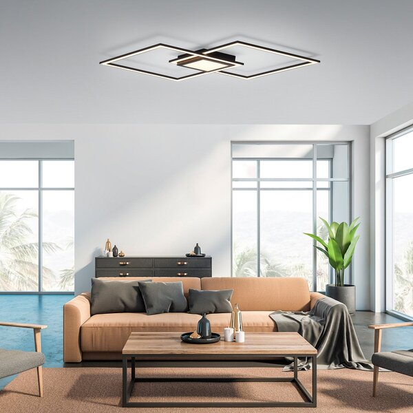 JUST LIGHT. GmbH LED stropna svetilka Asmin, CCT, črna, 106x37cm, zatemnjen, Črna, Dnevna soba / jedilnica, Aluminij, Sodobni, Strop z več plameni