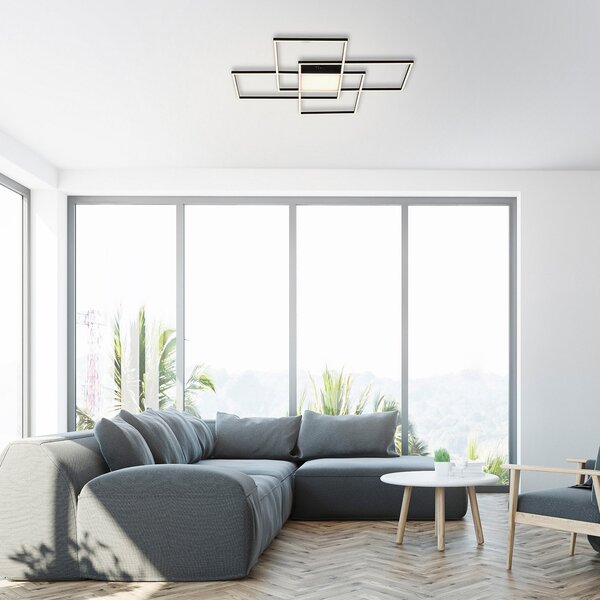 Q-Smart-Home Paul Neuhaus Q-ASMIN LED stropna svetilka, 80 x cm, zatemnjen, Črna, Dnevna soba / jedilnica, Plastika, Sodobni