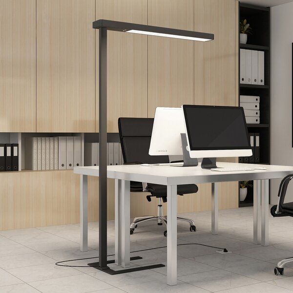 Arcchio LED pisarniška talna svetilka Susi, črna, senzor, zatemnitev na dotik, zatemnjen, Črna, Študija / pisarna, Aluminij, Sodobni