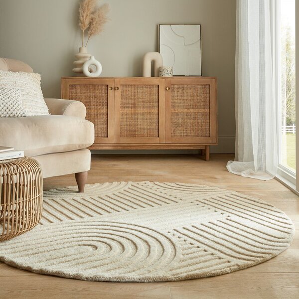 Bež volnena okrogla preproga ø 160 cm Zen Garden - Flair Rugs