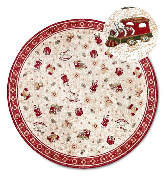 Rdeča okrogla preproga z božičnim motivom iz mešanice bombaža ø 160 cm Toy's Delight Red Christmas – Villeroy&Boch