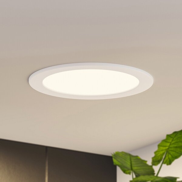 PRIOS Prios LED svetilka za vgradnjo Cadance, bela, 22 cm, komplet 10 kosov, CCT, zatemnjen, Bela, Kopalnica, Aluminij, Sodobni, Vgradne svetilke okrogle