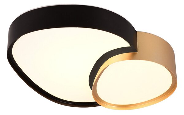 Trio Lighting LED stropna svetilka Rise, črno-zlata, 43 x 36 cm, CCT, možnost zatemnitve, zatemnjen, Črna, Dnevna soba / jedilnica, Kovina, Sodobni