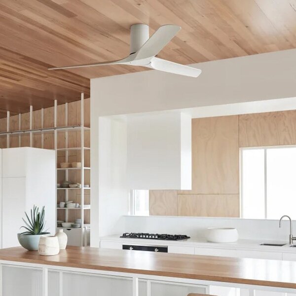Beacon Lighting Stropni ventilator Londo, bel, z enosmernim motorjem, premer 132 cm,, Bela, Dnevna soba / jedilnica, Plastika, Sodobni