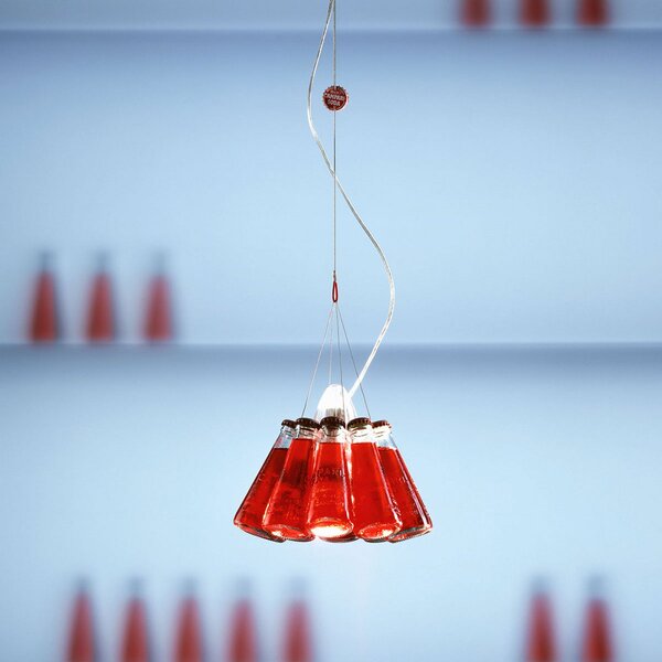 Ingo Maurer Campari Light - viseča luč, 155 cm, zatemnjen, Rdeča, Dnevna soba / jedilnica, Steklo, Dizajn
