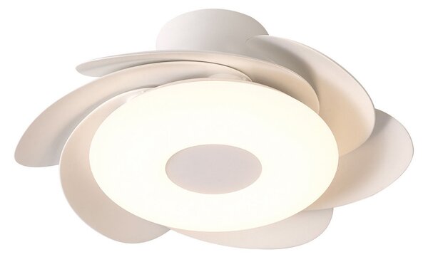 Mantra Iluminación LED stropni ventilator Flower, bel, tiho delujoči enosmerni motor, premer 79, zatemnjen, Bela, Dnevna soba / jedilnica, Plastika, Sodobni