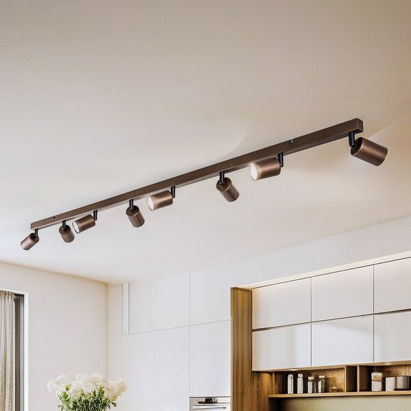 TK Lighting Stropna točka Vrh, nastavljiva, rjava, osemplamenska linearna, zatemnjen, Rjava / rjasta, Dnevna soba / jedilnica, Kovina, Sodobni, Strop z več plameni