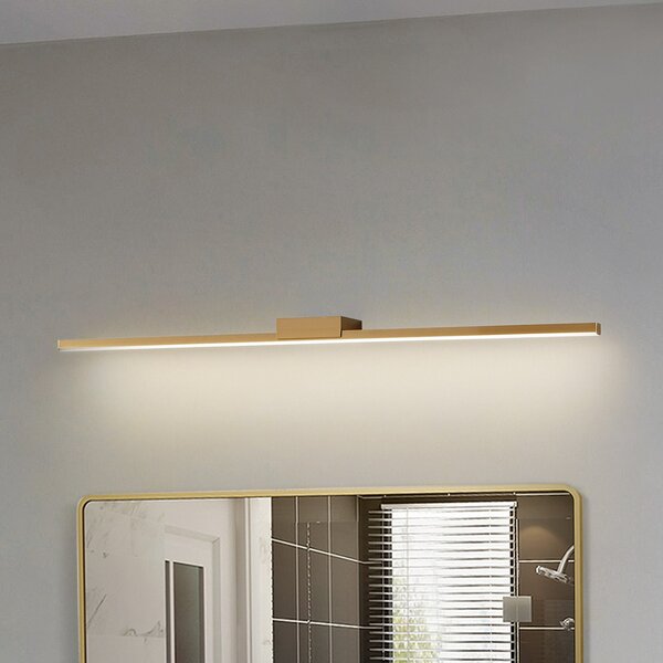Lucande LED svetilka z ogledalom Kivana, baker, kovina, 90 cm, IP44, Bakrena, Kopalnica, Aluminij, Sodobni