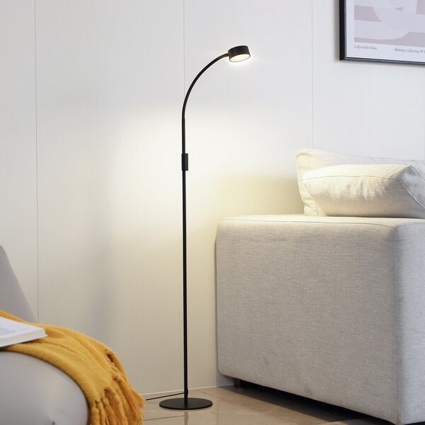 Lindby LED-stoječa svetilka Maori, 140 cm, črna, CCT, z možnostjo zatemnitve, zatemnjen, Črna, Študija / pisarna, Kovina, Sodobni