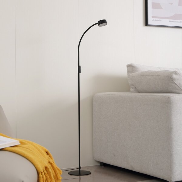Lindby LED-stoječa svetilka Maori, 140 cm, črna, CCT, z možnostjo zatemnitve, zatemnjen, Črna, Študija / pisarna, Kovina, Sodobni