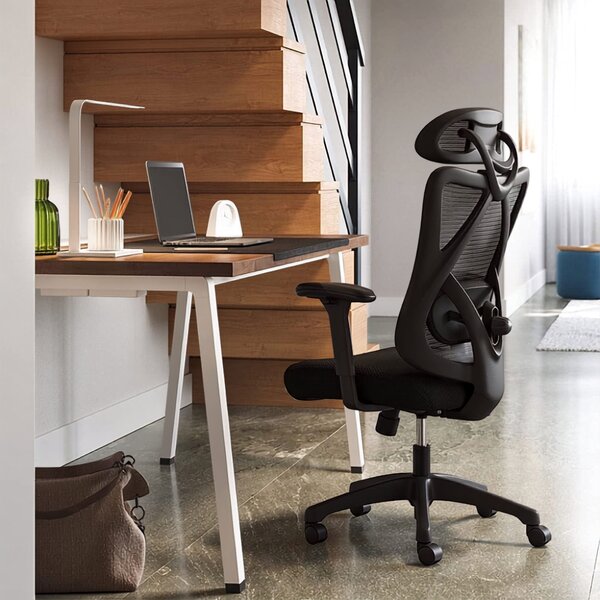 Pisarniški stol z naslonom za glavo MAGNUS, max. 150 kg, črna SongmicsHome