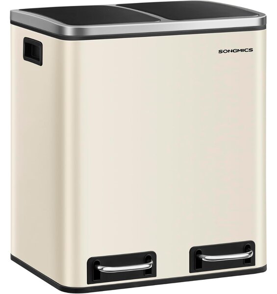 Koš za ločevanje odpadkov SORT 30l (2×15l), bež/srebrna/črna SongmicsHome