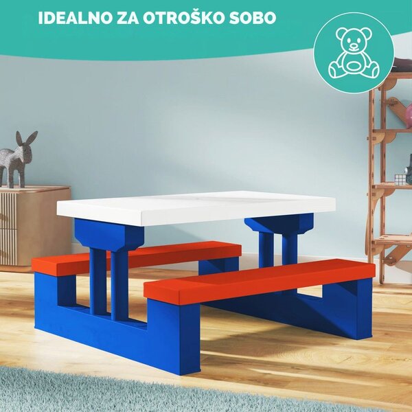 Otroški sedežni komplet s senčnikom JASMIN, 67x78,5x42,5cm, modra/bela/rdeča Spielwerk