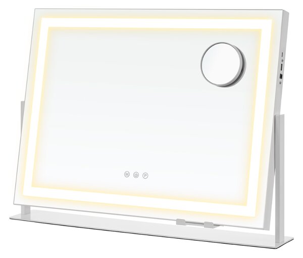 Kozmetično ogledalo DAHLIA z LED osvetlitvijo, 10x62,5x45,8 cm, bela SongmicsHome
